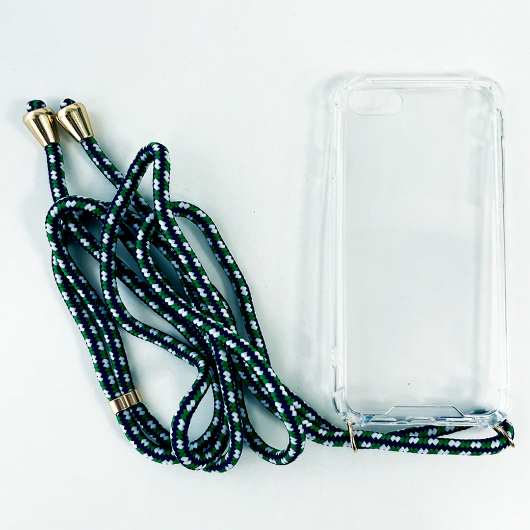 Carcasa Transparente + Correa Azul tricolor iPhone 8