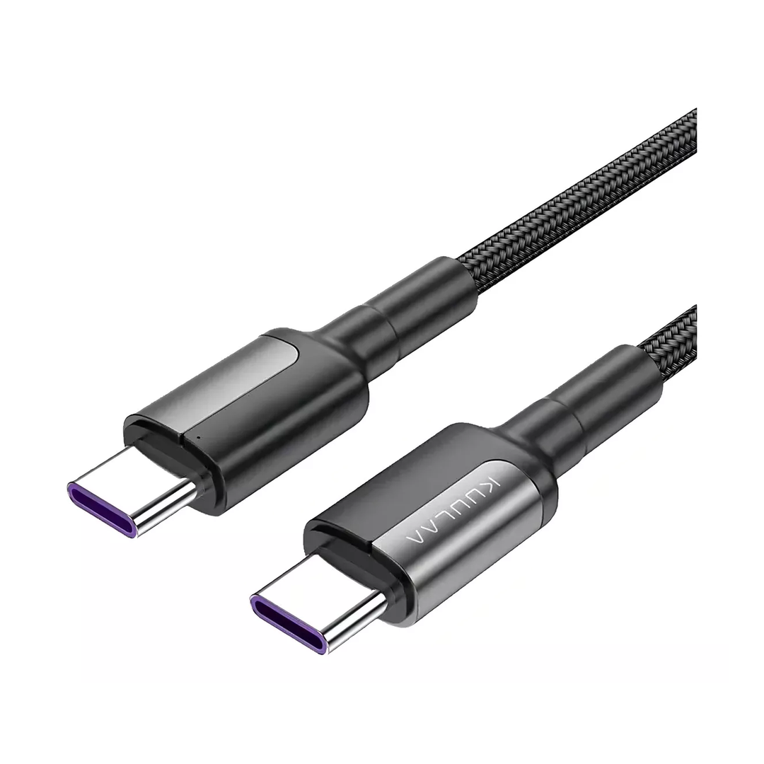 Cable Kuulaa Tipo C A Usb-c Carga Rápida 65w Largo 2 Metro Negro