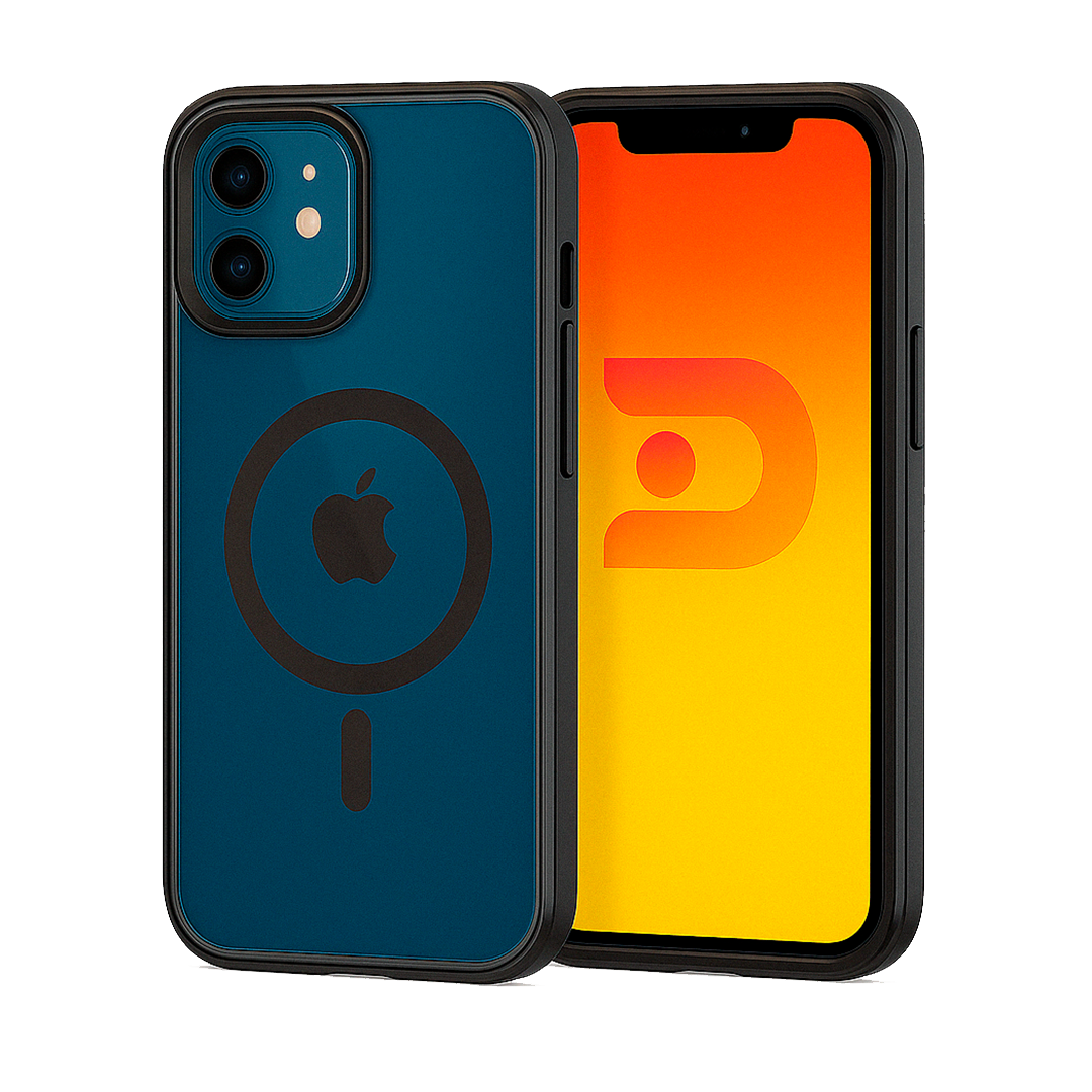 Carcasa Magsafe iPhone 12 / 12 Pro Magsafe Borde Negro Transparente