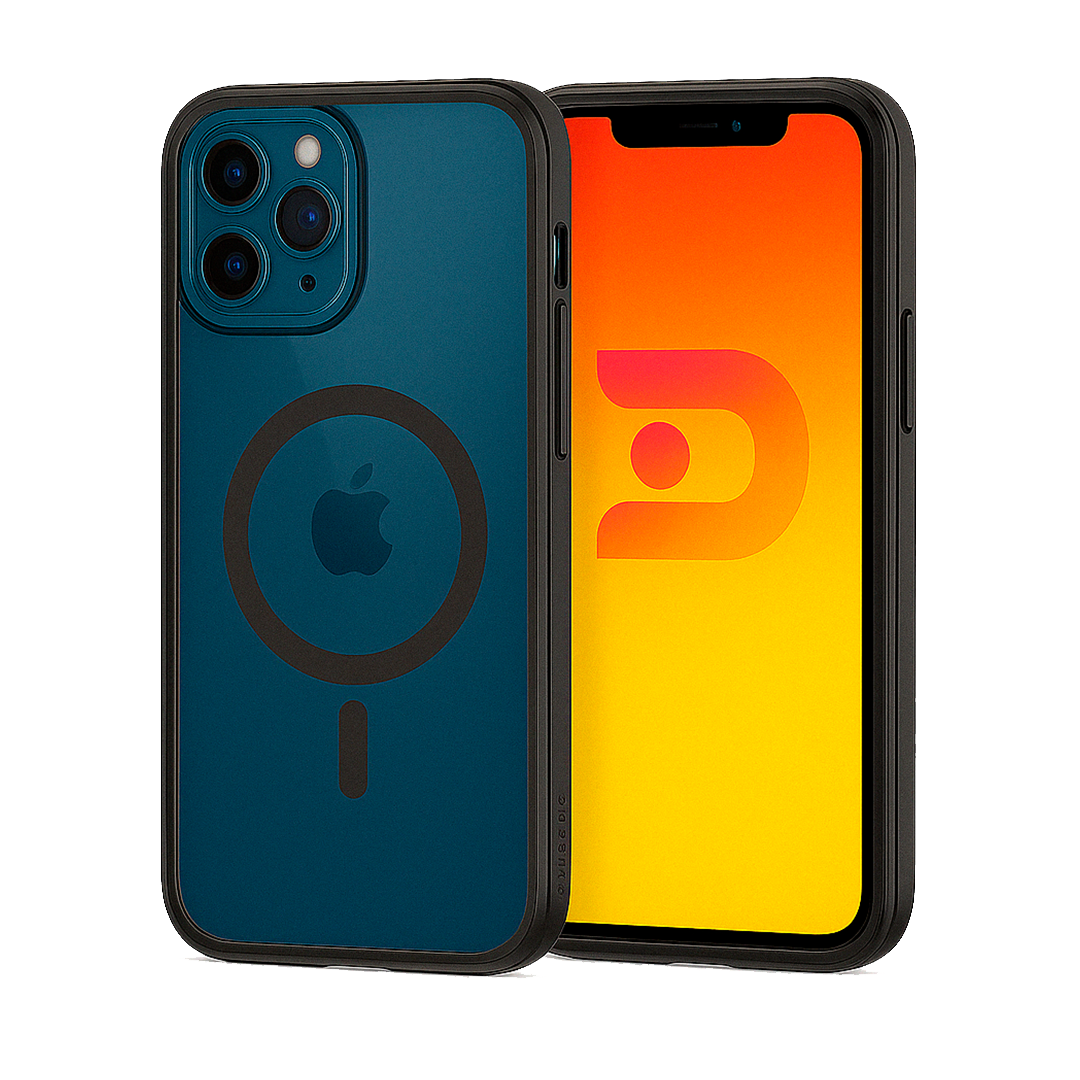 Carcasa Magsafe iPhone 12 Pro Max Magsafe Borde Negro Transparente