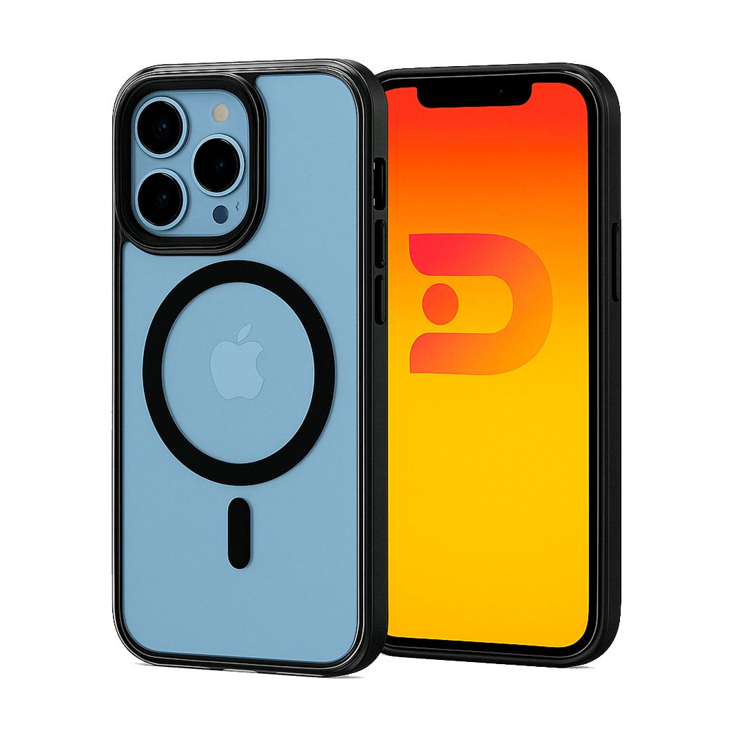 Carcasa Magsafe iPhone 13 Pro Magsafe Borde Negro Transparente