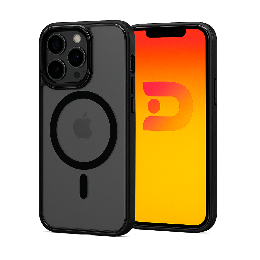 Carcasa Magsafe iPhone 13 Pro Max Magsafe Borde Negro Transparente