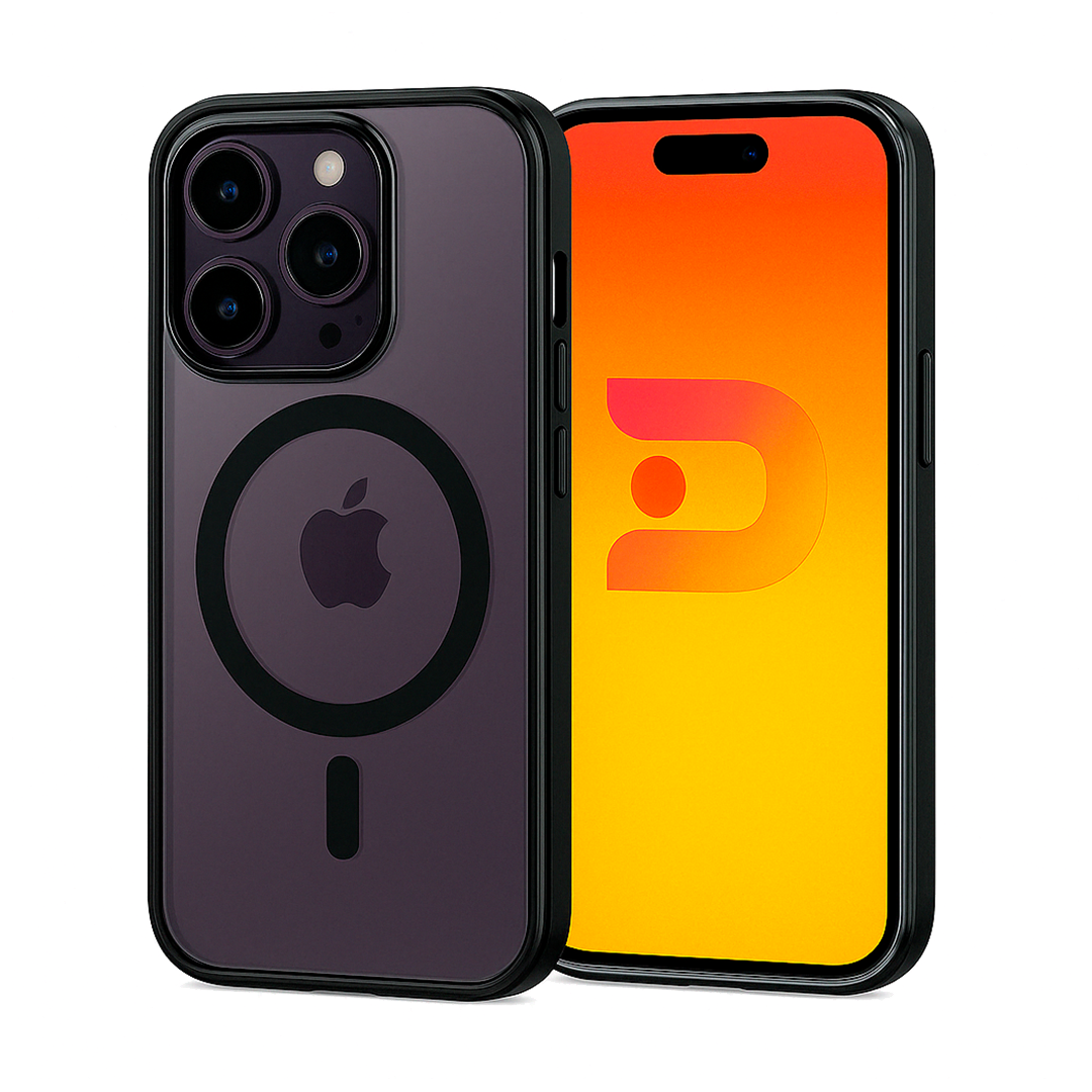 Carcasa Magsafe iPhone 14 Pro Magsafe Borde Negro Transparente