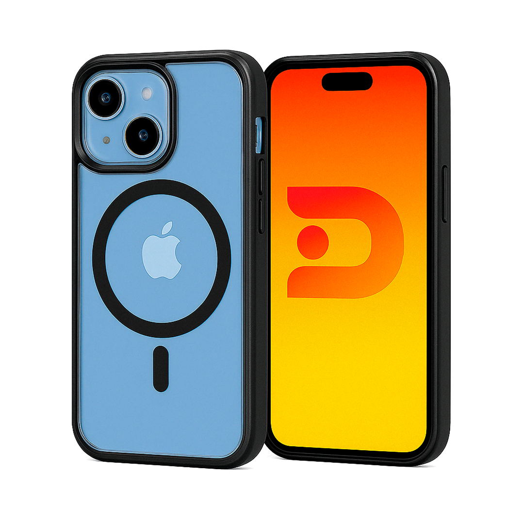 Carcasa Magsafe iPhone 15 Magsafe Borde Negro Transparente