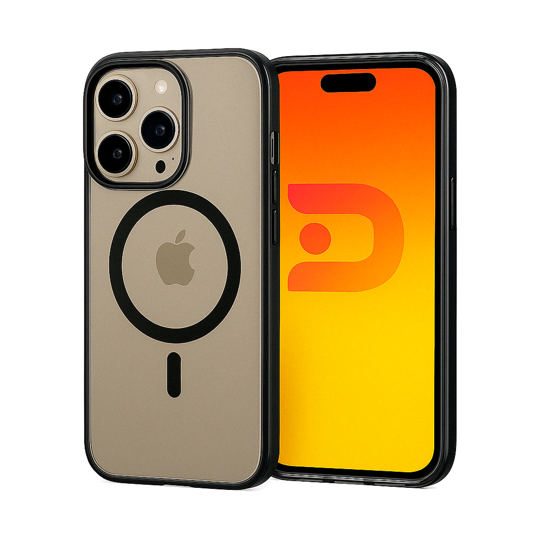 Carcasa Magsafe iPhone 15 Pro Magsafe Borde Negro Transparente