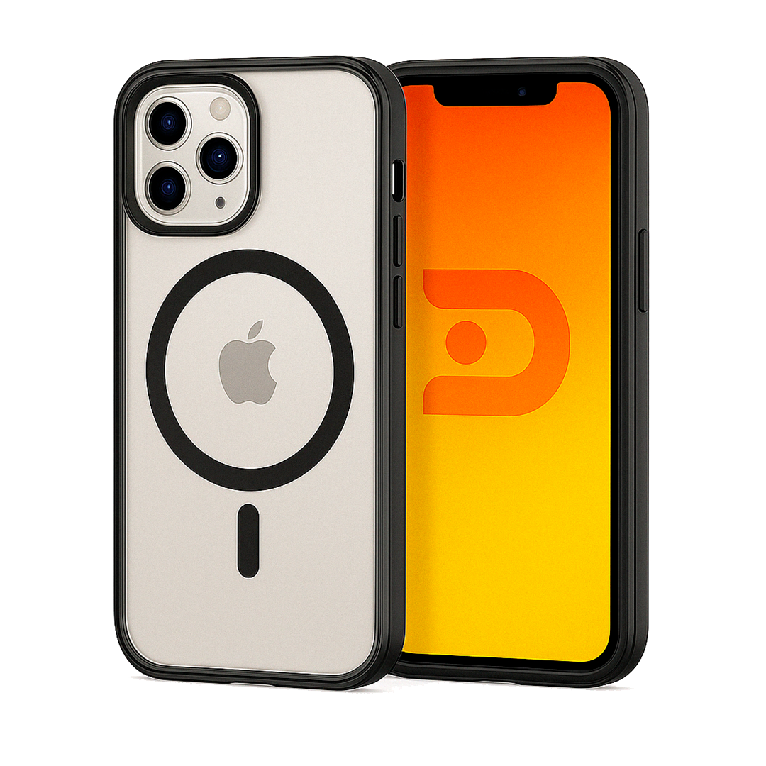 Carcasa Magsafe iPhone 11 Pro Max Magsafe Borde Negro Transparente