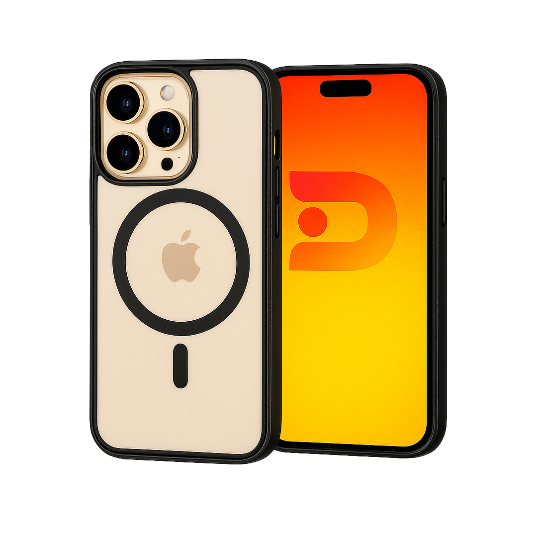 Carcasa Magsafe iPhone 16 Pro Max Magsafe Borde Negro Transparente