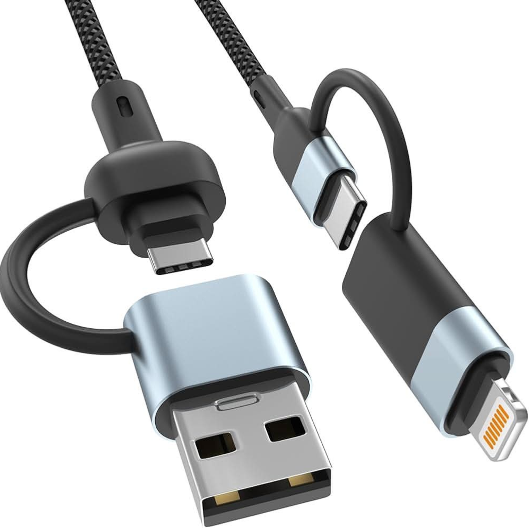 Cable 4 en 1 tipo C y Lightning carga rapida
