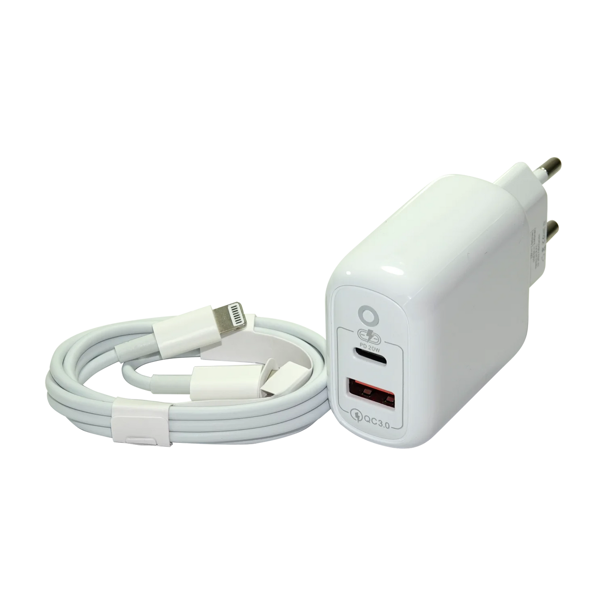 Pack Motomo Cable Lighting + Cargador 20w Blanco