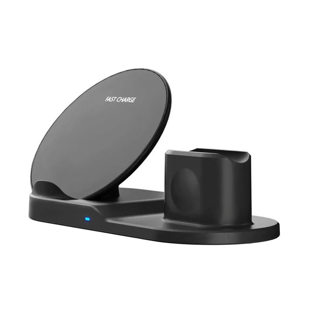 Cargador Inalámbrico N30 3 En 1 Negro