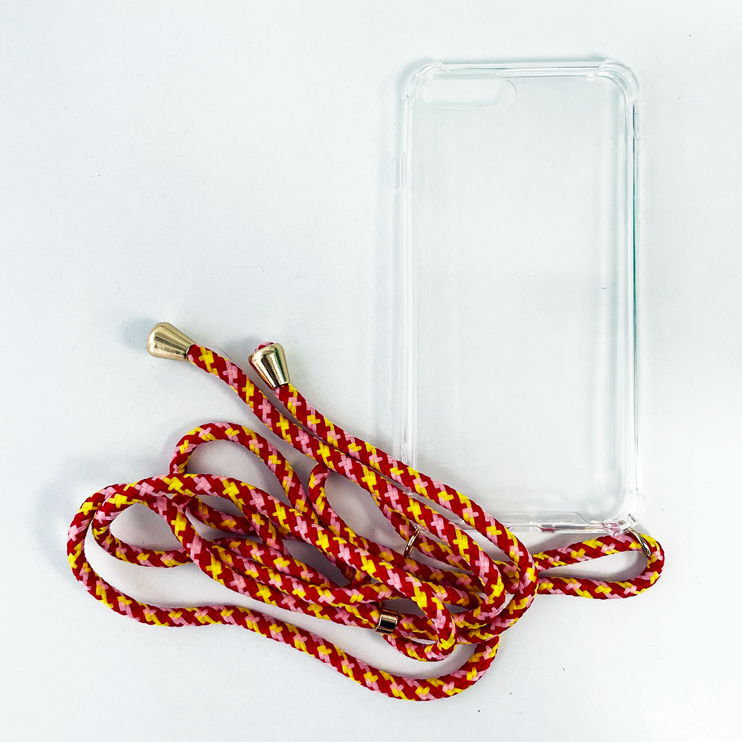 Carcasa Transparente + Correa Rojo tricolor iPhone 8 Plus