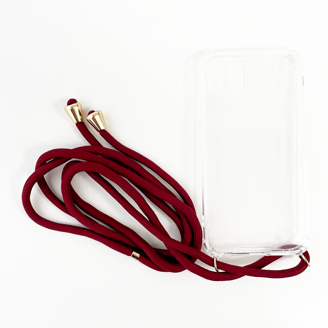 Carcasa Transparente + Correa Burdeo iPhone 11