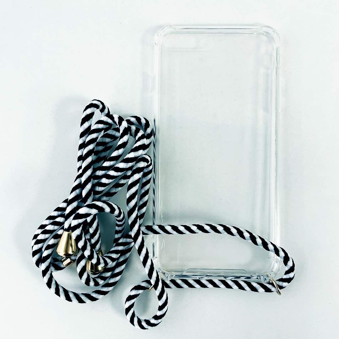 Carcasa Transparente + Correa Negro y Blanco iPhone 8 Plus