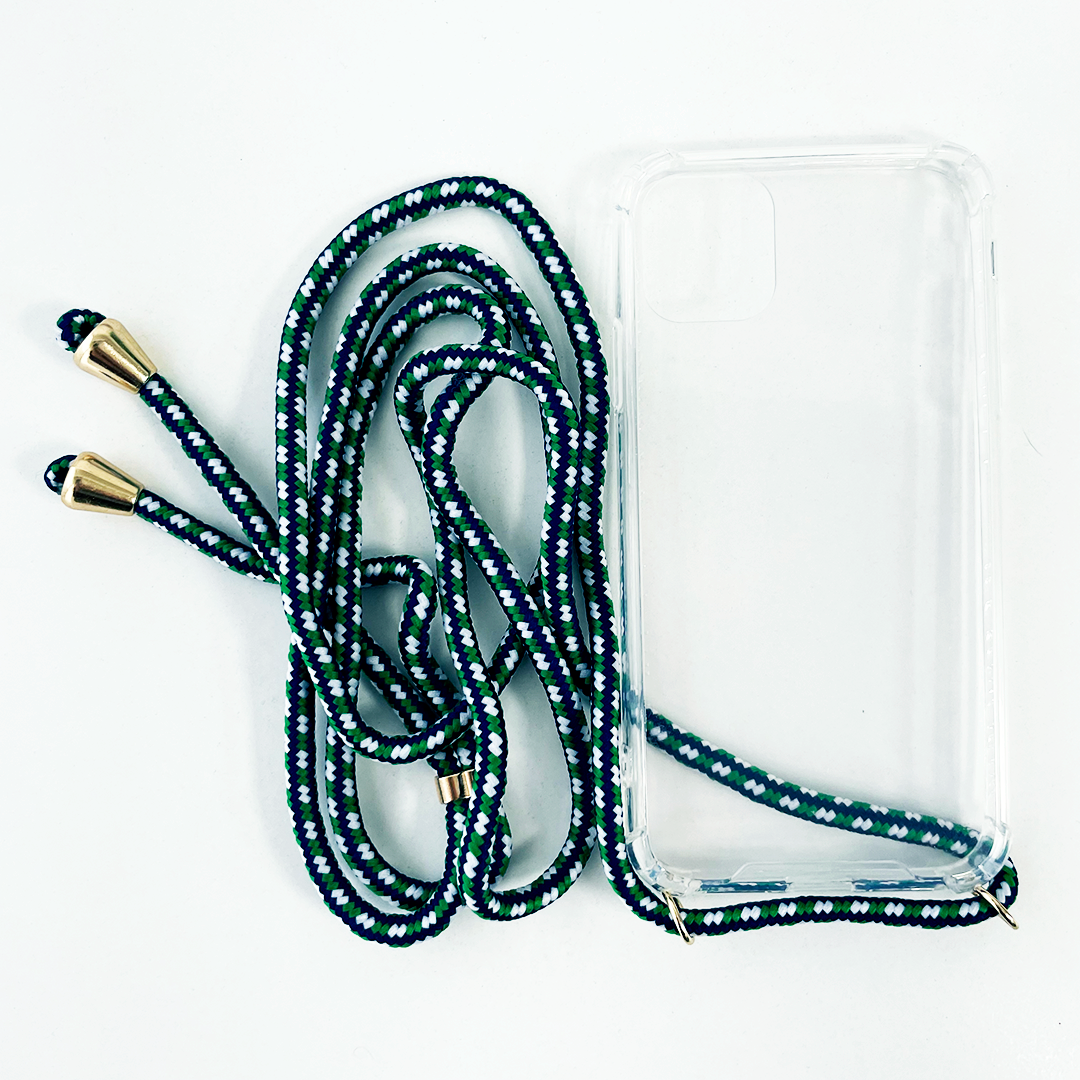 Carcasa Transparente + Correa Azul tricolor iPhone 11