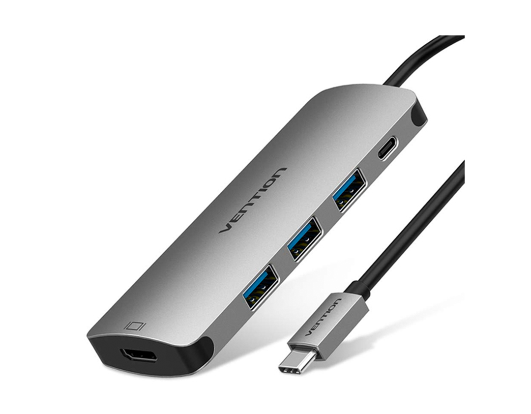 Adaptador Vention USB-C a HDMI/USB 3.0 Negro