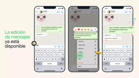 ¡WhatsApp ahora permite editar tus mensajes!