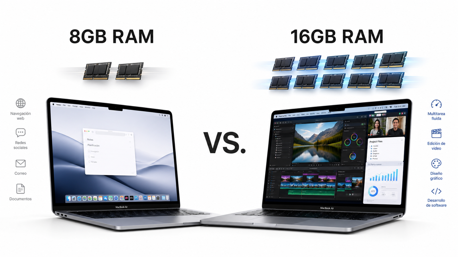 MacBook 8GB vs 16GB de RAM: ¿cuánto necesitas realmente?