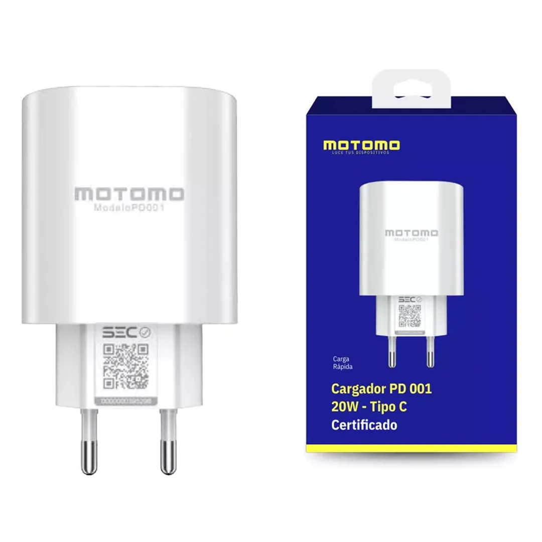 Cargador Motomo PD20w Carga Rapida Blanco