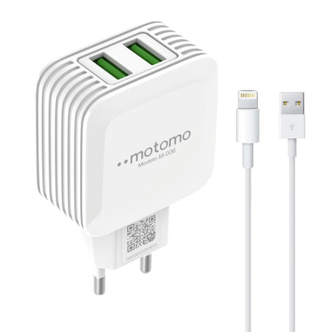 Pack Motomo Cable lightning + Cargador 12w Blanco