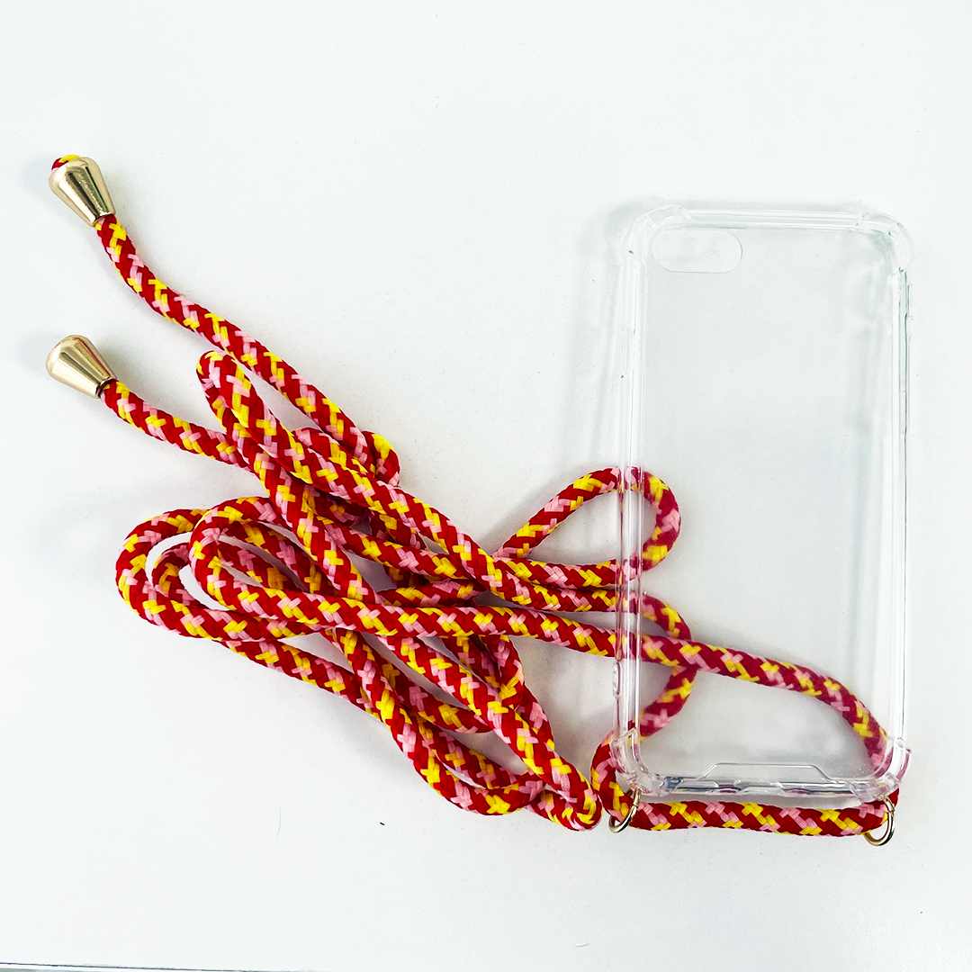 Carcasa Transparente + Correa Rojo tricolor iPhone 8